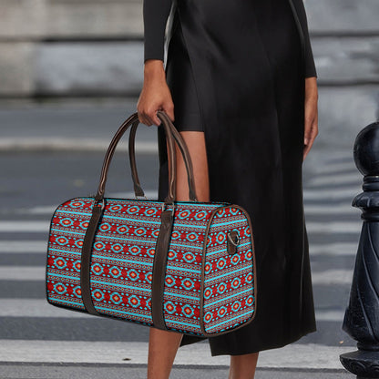 Red And Teal Southwestern Pattern Print Duffle Bag