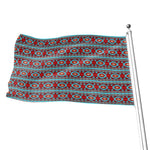 Red And Teal Southwestern Pattern Print Flag