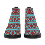 Red And Teal Southwestern Pattern Print Flat Ankle Boots