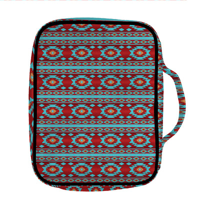 Red And Teal Southwestern Pattern Print Front Pocket Bible Bag