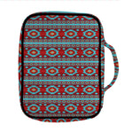 Red And Teal Southwestern Pattern Print Front Pocket Bible Bag