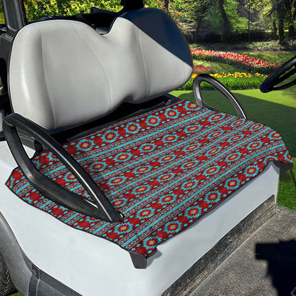 Red And Teal Southwestern Pattern Print Golf Cart Seat Cover