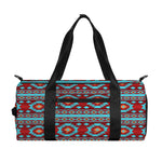 Red And Teal Southwestern Pattern Print Gym Bag