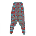 Red And Teal Southwestern Pattern Print Hammer Pants