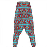 Red And Teal Southwestern Pattern Print Hammer Pants