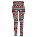 Red And Teal Southwestern Pattern Print High-Waisted Pocket Leggings