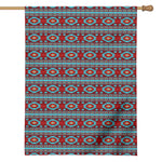 Red And Teal Southwestern Pattern Print House Flag
