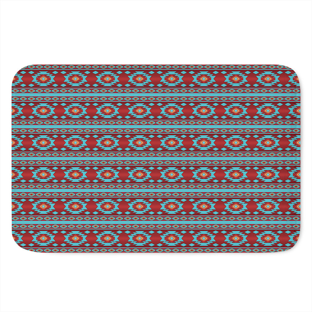 Red And Teal Southwestern Pattern Print Indoor Door Mat