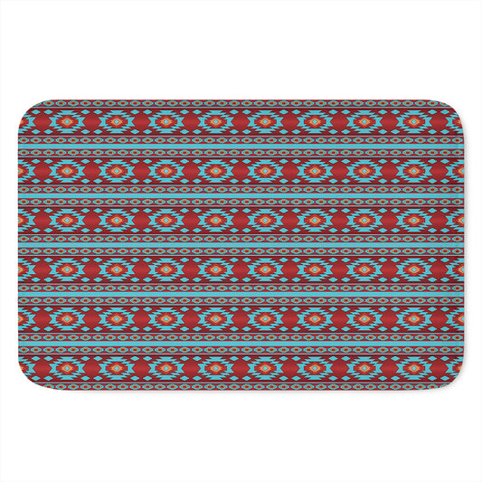 Red And Teal Southwestern Pattern Print Indoor Door Mat