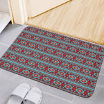 Red And Teal Southwestern Pattern Print Indoor Door Mat