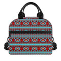 Red And Teal Southwestern Pattern Print Insulated Lunch Bag