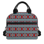 Red And Teal Southwestern Pattern Print Insulated Lunch Bag