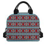 Red And Teal Southwestern Pattern Print Insulated Lunch Bag