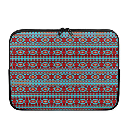Red And Teal Southwestern Pattern Print Laptop Sleeve