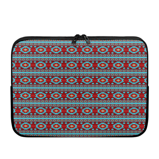 Red And Teal Southwestern Pattern Print Laptop Sleeve