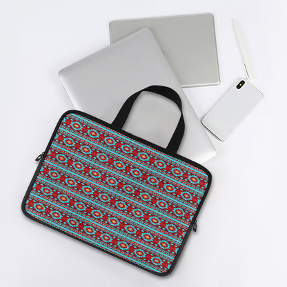 Red And Teal Southwestern Pattern Print Laptop Sleeve With Handle