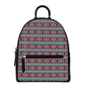 Red And Teal Southwestern Pattern Print Leather Backpack