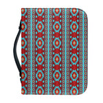 Red And Teal Southwestern Pattern Print Leather Bible Cover