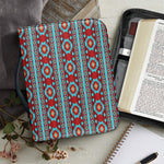Red And Teal Southwestern Pattern Print Leather Bible Cover