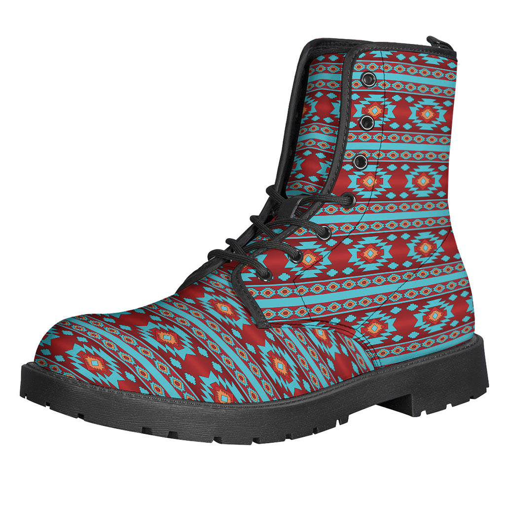 Red And Teal Southwestern Pattern Print Backpack