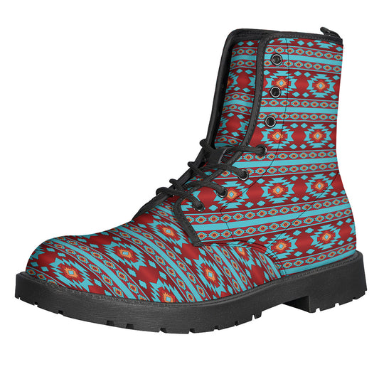 Red And Teal Southwestern Pattern Print Backpack