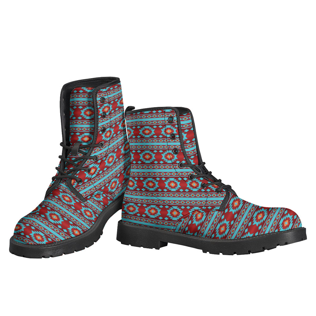 Red And Teal Southwestern Pattern Print Backpack