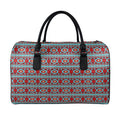 Red And Teal Southwestern Pattern Print Leather Duffel Bag