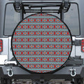 Red And Teal Southwestern Pattern Print Leather Spare Tire Cover