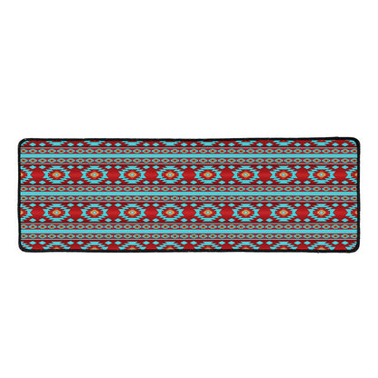 Red And Teal Southwestern Pattern Print Long Kitchen Mat