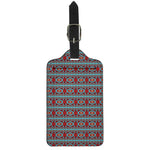 Red And Teal Southwestern Pattern Print Luggage Tag