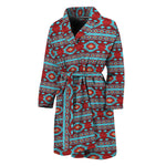 Red And Teal Southwestern Pattern Print Men's Bathrobe
