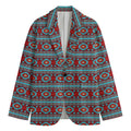 Red And Teal Southwestern Pattern Print Men's Blazer