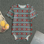 Red And Teal Southwestern Pattern Print Men's Bodysuit