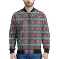 Red And Teal Southwestern Pattern Print Men's Bomber Jacket