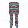 Red And Teal Southwestern Pattern Print Men's Leggings