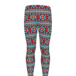 Red And Teal Southwestern Pattern Print Men's leggings