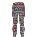Red And Teal Southwestern Pattern Print Men's leggings