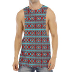 Red And Teal Southwestern Pattern Print Men's Muscle Tank Top