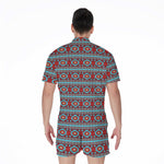 Red And Teal Southwestern Pattern Print Men's Rompers