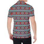 Red And Teal Southwestern Pattern Print Men's Shirt