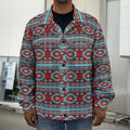 Red And Teal Southwestern Pattern Print Men's Shirt Jacket