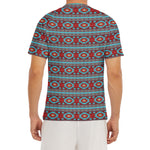 Red And Teal Southwestern Pattern Print Men's Short Sleeve Rash Guard