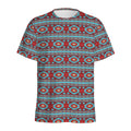 Red And Teal Southwestern Pattern Print Men's Athletic T-Shirt