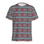 Red And Teal Southwestern Pattern Print Men's Sports T-Shirt