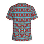 Red And Teal Southwestern Pattern Print Men's Sports T-Shirt