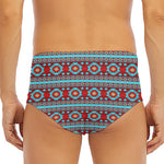 Red And Teal Southwestern Pattern Print Men's Triangle Swim Briefs