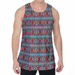 Red And Teal Southwestern Pattern Print Men's Velvet Tank Top