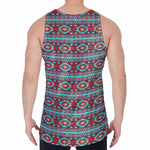 Red And Teal Southwestern Pattern Print Men's Velvet Tank Top