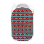 Red And Teal Southwestern Pattern Print Mesh Laundry Hamper