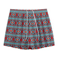 Red And Teal Southwestern Pattern Print Mesh Shorts